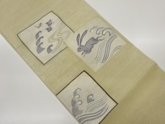 JAPANESE KIMONO / SUKUI-ORI SHIKISHI / WAVY / RABBIT / CHIDORI PATTERN